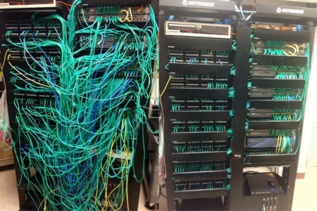 Network Cabling server room before and after